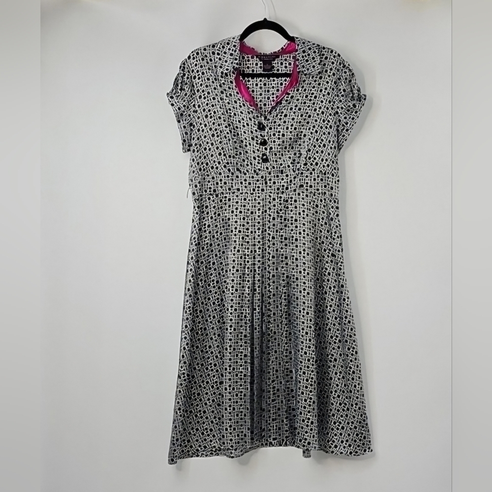 Robbie‎ Bee Retro Throwback  Fit&Flare Satiny Dress Puff Cap Sleeve Pleats Sz:14